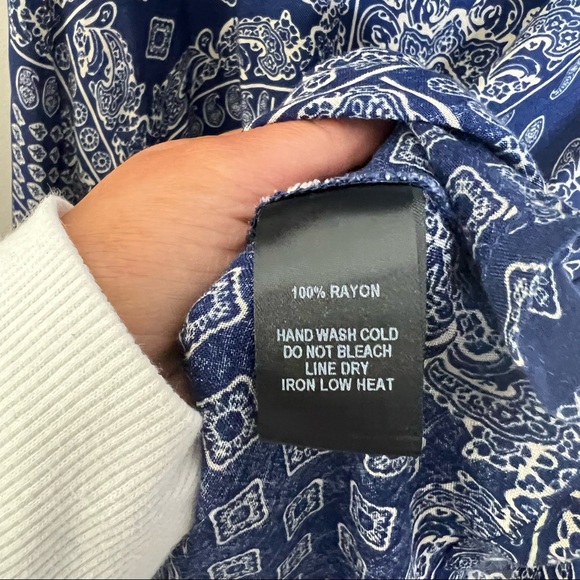 Lulus blue paisley bandana tie front mini dress size small - Picture 11 of 12